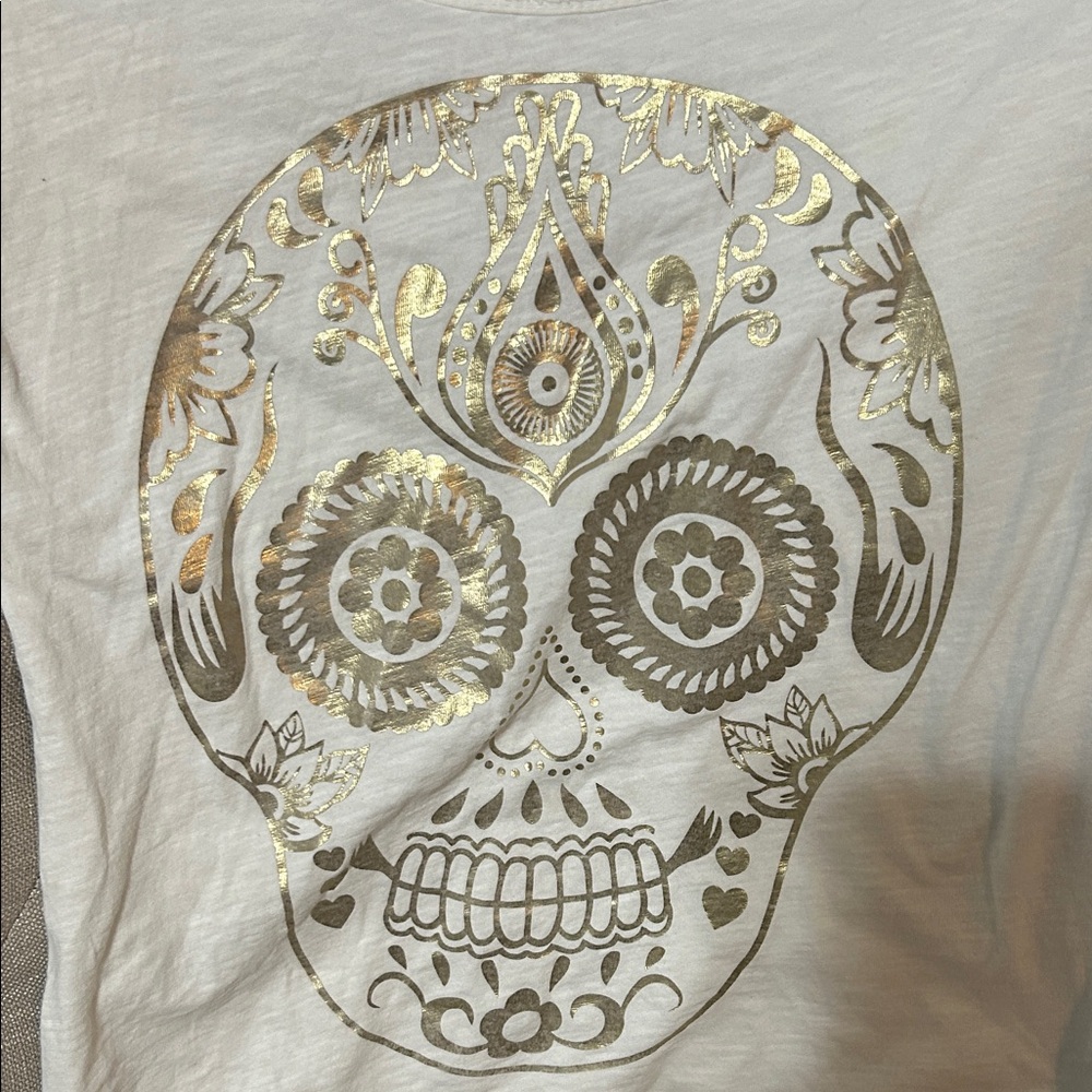 Gold and White Skull Graphic Tee